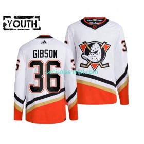 Camiseta Anaheim Ducks JOHN GIBSON 36 Adidas 2022-2023 Reverse Retro Branco Authentic - Criança